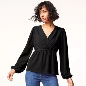 Black Faux Wrap Top by Intempo - Size Small